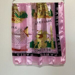 WOMEN'S PINK Square Scarf 38"x38" PARIS LANDMARKS PRINTS - NWOT